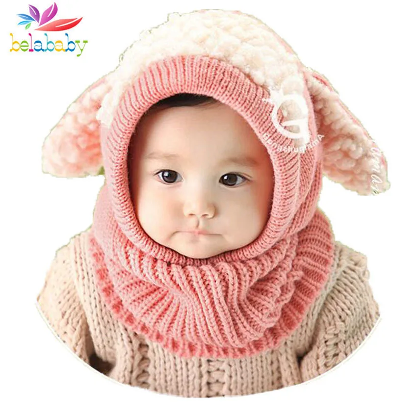 

Adorable Toddler Infant Warm Velvet Beanie Baby Girls Boys Winter Hat Children Hooded Scarf Ear Flap Knitted Cap Cute Ear Suit