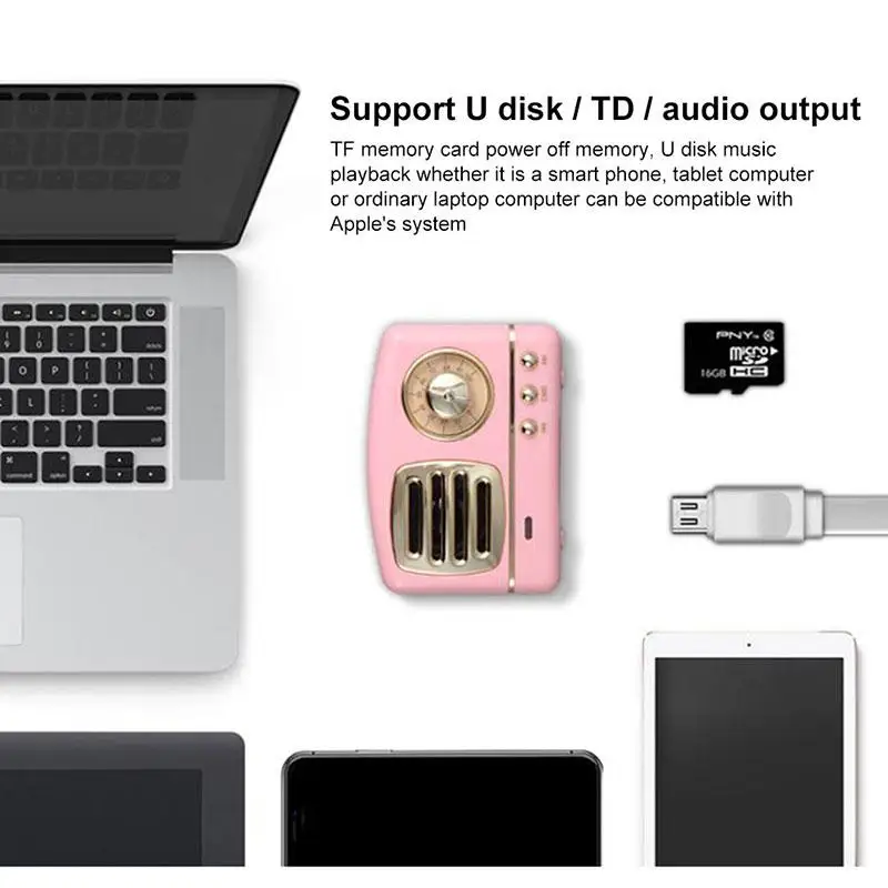 EastVita Ретро Hifi стерео Bluetooth V4.1 Колонка портативная беспроводная винтажная со