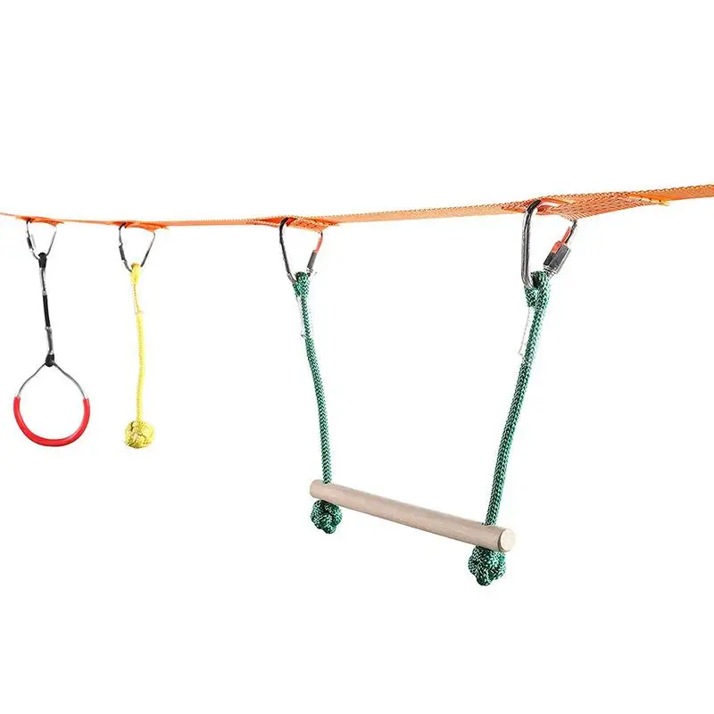 40ft Kids Hanging Sling Ring Swinging Obstacle Slackline Monkey Bars Kits Garden