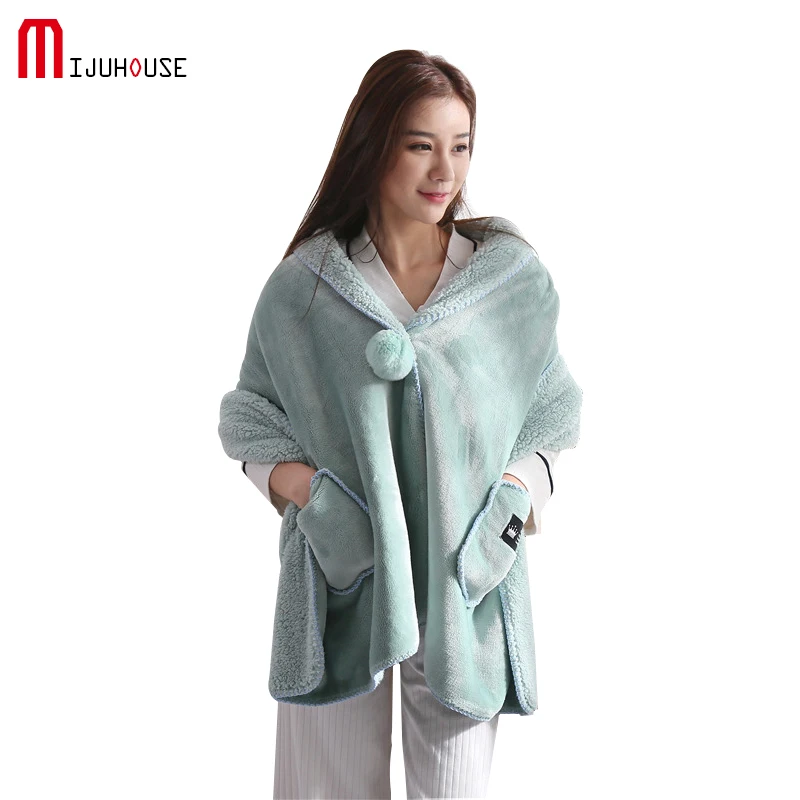 

Velvet Material Warm Autumn Winter Fashion Multi-function Shawl Ladies Double Faced Cashmere Shirt Home Clothes Thick Blanket