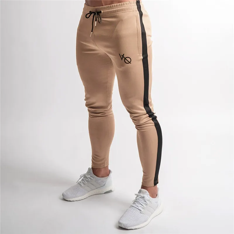 

2018 Elasticity Mens Joggers Pants Casual Fashion Bodybuilding Joggers Sweatpants Bottom Patchwork Pants Men Casual Pants