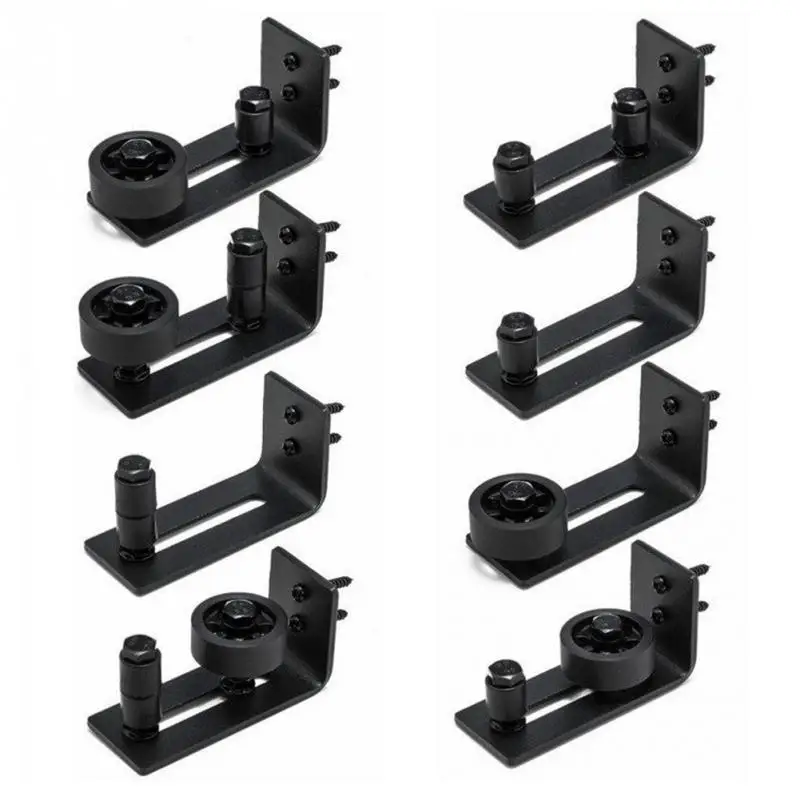 

8 In 1 Setup Options Channel guides Sits Flush to Floor Non-Scratch Wheels Barn Door Adjustable Wall Mount Roller Stay Guide