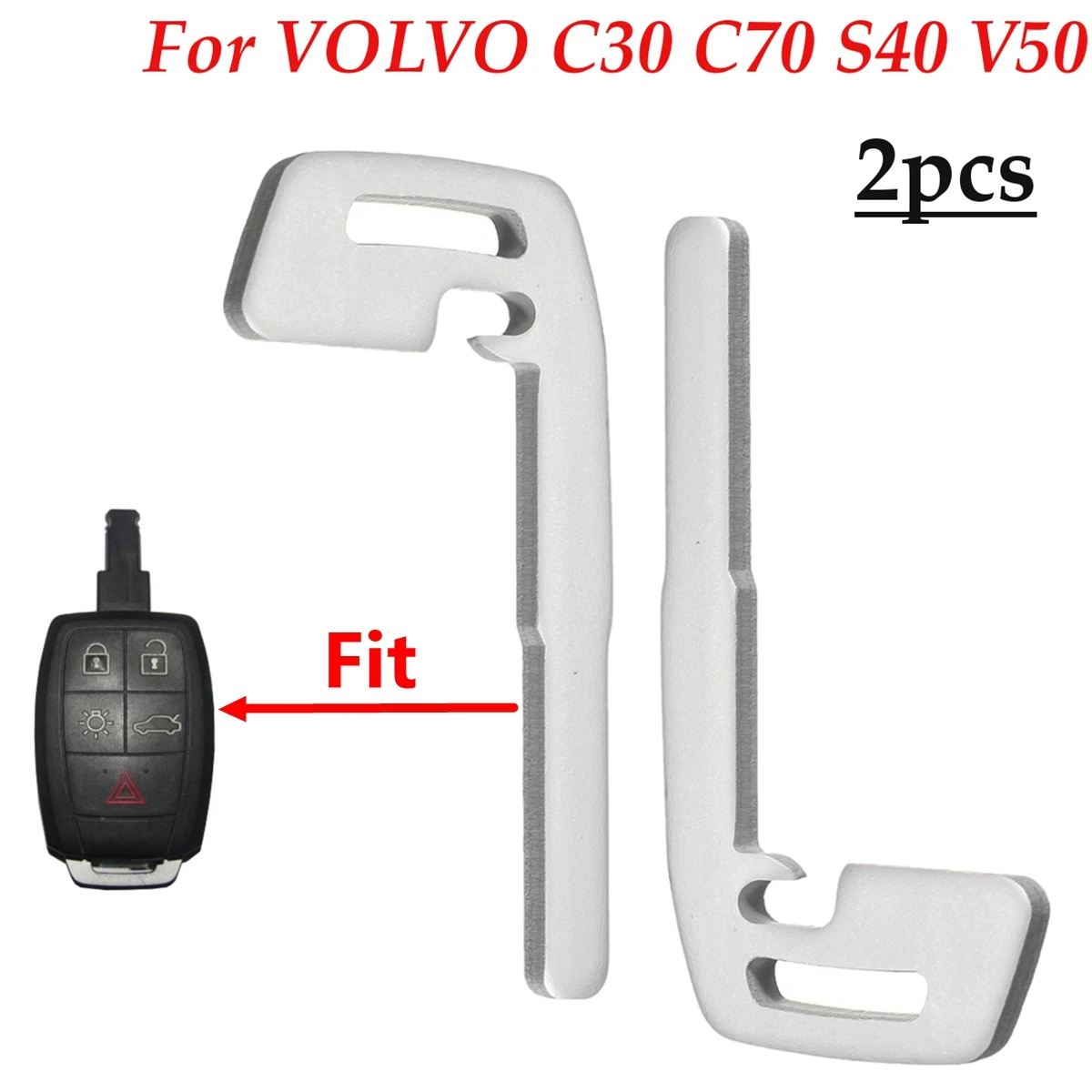 

1pc/2PCS Remote Entry Keyless Case Blade Blank Uncut Key Case Insert Replacement for VOLVO C30 2008-2012 C70 2005-2012 S40 V50