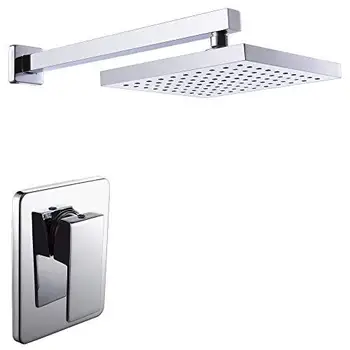 

8" Shower Faucet Square ABS Shower Head Bath Shower Mixers with Handshower Wall Mount Shower Arm