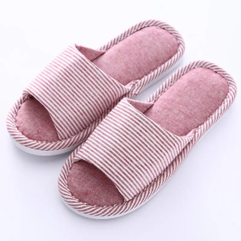 

Anti Slip Striped Couple Slippers Flax Home Slippers Indoor Floor Shoes Silent Sweat Slippers For Summer Autumn Women #1018