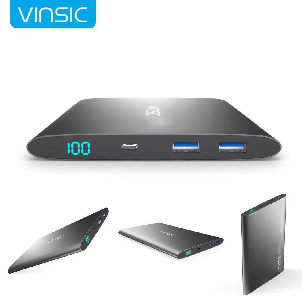 Vinsic Alien P7 ультра тонкий 15000 мАч Внешний аккумулятор портативное Внешнее зарядное