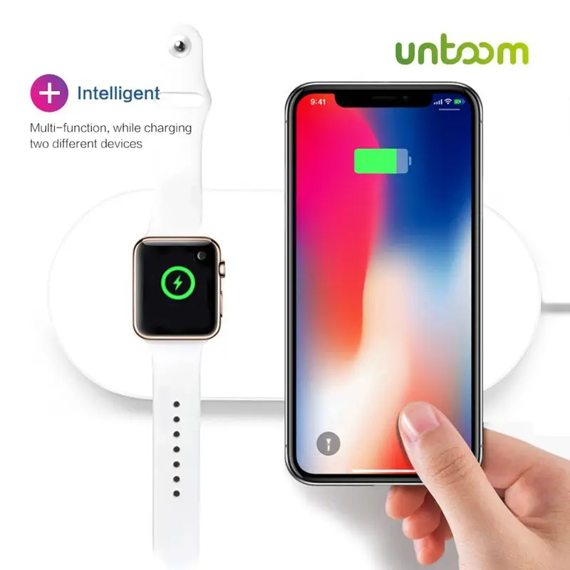 Airpower для 2 3 QI Беспроводное зарядное устройство iPhone X 8 8plus Быстрая зарядка Pad Apple Watch