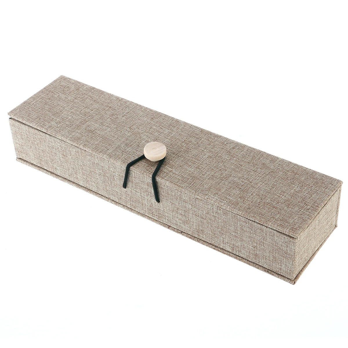 Деревянная Ювелирная Подарочная коробка деревенская льняная коробка для ожерелья длинная цепь шкатулка держатель с деревянной застежкой