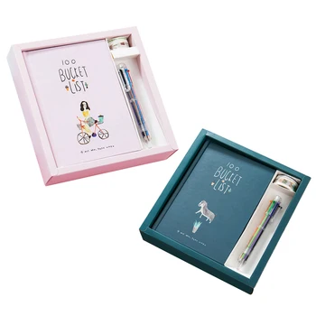 

A5 Kawaii 100 Bucket List Diary Notebook Hand Books Planner Stationery with Tape Pen for Students Girls Children Kids Gifts