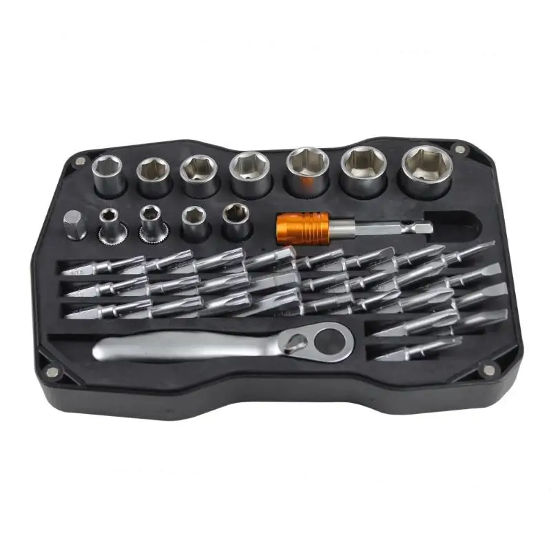 

41pcs/set Tools Rapid Ratchet Wrench 1/4 inch Handle Screwdriver Rod Quick Socket Spanner Adapter Drill Bits Driver Tools