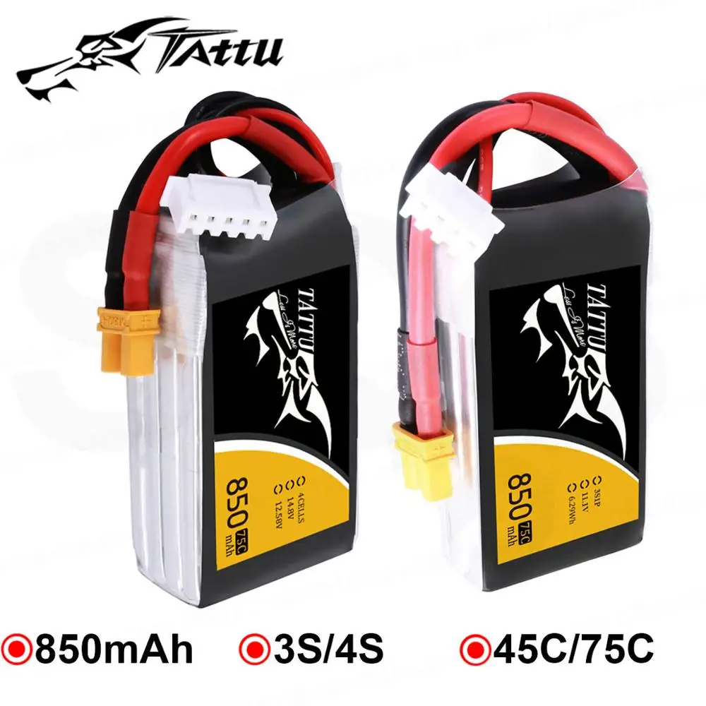 Литий полимерный аккумулятор Tattu 850 мАч 3S литий 11 1 В 14 8 в разъем XT30 для 150 130