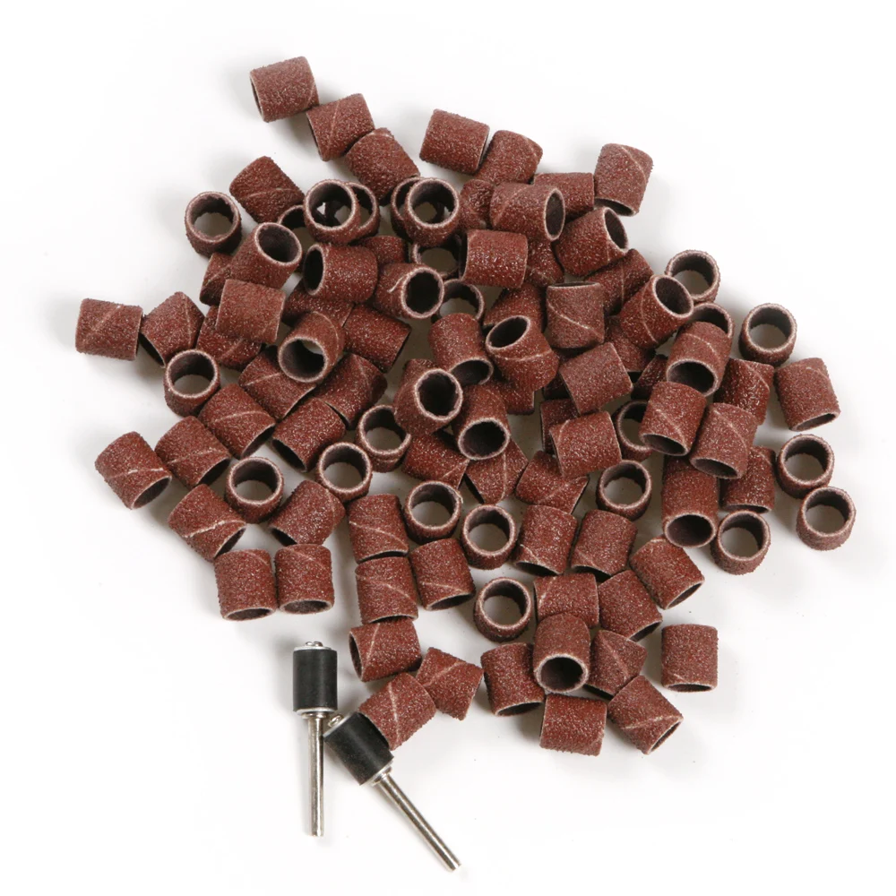 

100 PCS 1/8'' Shank Sanding Bands grit 80# For Metals Woods Plastics Ceramics with 2pcs Sanding Drum Mandrel In UK