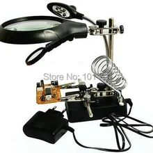 Многофункциональный ручной светодиодный увеличитель с зажимами для припоя Ювелирная подставка и внешняя вилка AC/DC для печатных плат электронных компонентов