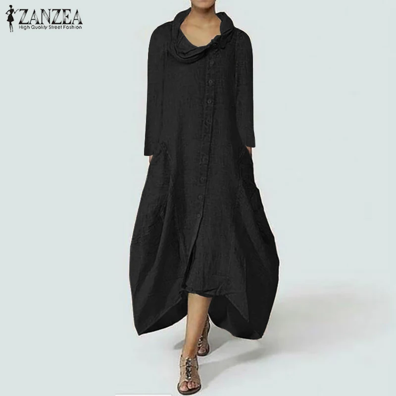 ZANZEA Women Dress Plus Size Dresses Turtleneck Maxi Long Dress 2019 Spring Casual Irregular Vestidos Robe Femme Elegant Vestido ZANZEA Women Dress Plus Size Dresses Turtleneck Maxi Long Dress 2019 Spring Casual Irregular Vestidos Robe Femme Elegant Vestido
