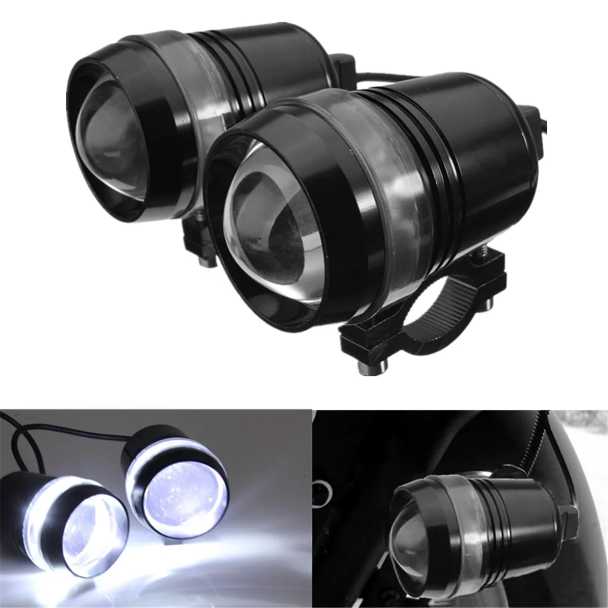 Pair 12V 30W Motorcycle Scooter LED Headlight Driving Fog Spot Light