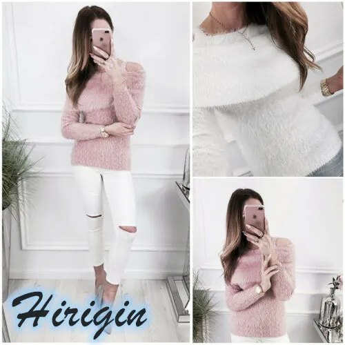 

Women Casual Sweaters Hot Women Ladies Sexy Off Shoulder Long Sleeve Sweaters Casual Loose Sweater Pullover