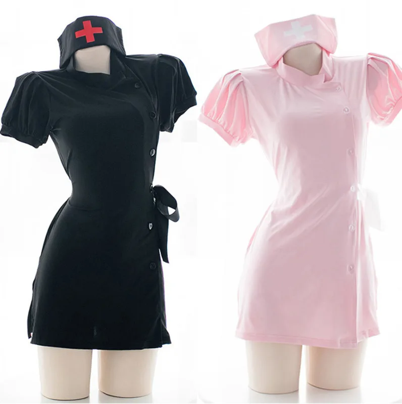 

Women Sexy Costume Lady Nurse Girl uniform Set Sexy Maid Exotic Apparel Role Play Sexy Underwear Cosplay Uniform Pink&Black