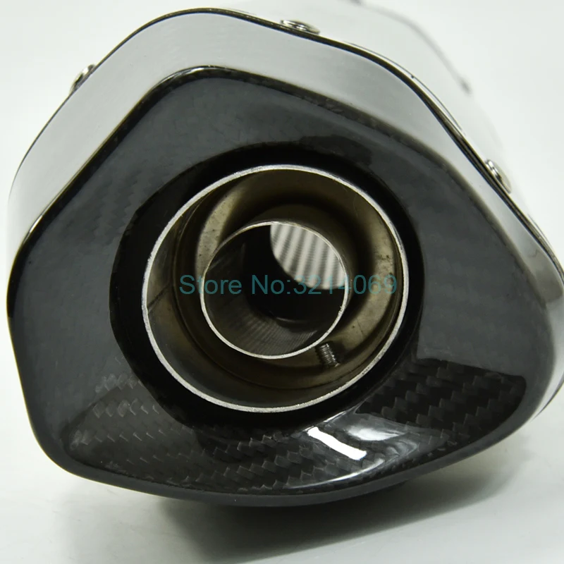 Personalizado Izquierda/derecho de entrada 51mm 61mm motocicleta Universal Akrapovic tubo de Escape longitud 470mm de fibra de carbono punta silenciador