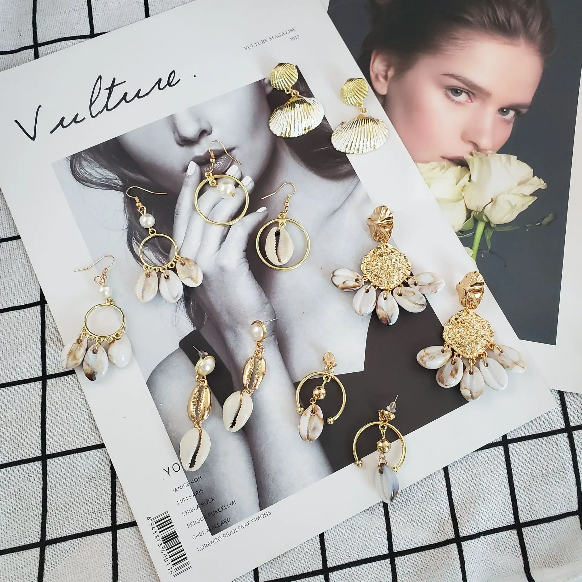 

2019 New Fashion Statement Beach Metal Gold Earrings Conch Shell Earrings Women Earing Ocean Wind Lady Vacation Ears Accessories