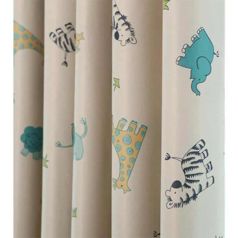 Nueva moda de dibujos animados Animal Zoo Cortinas para niños habitación niños niñas habitación elefante/jirafa Cortinas de