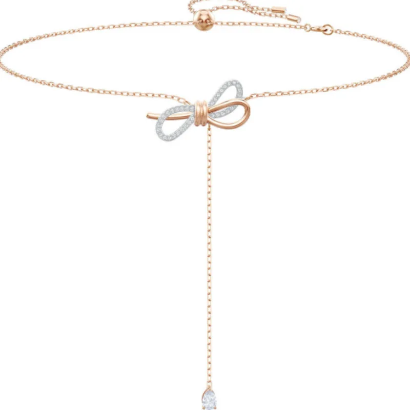 

Rose Gold Color Necklace Women Crystal Bow Collares Chain Fashion Bohemian Choker Necklace Clavicle Naszyjnik Drop Shipping