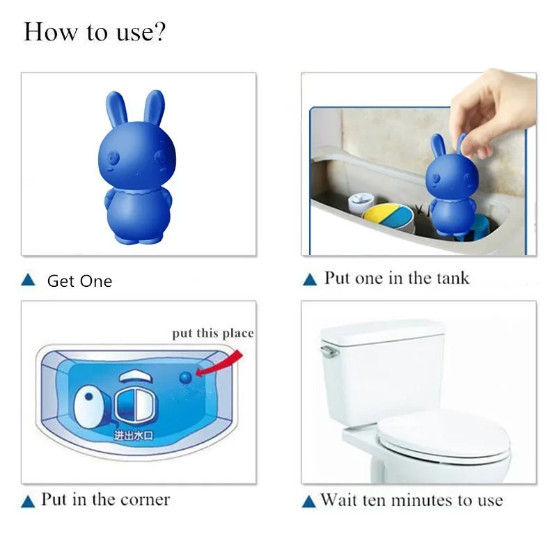 Милый синий кролик средства для чистки туалетов Волшебные автоматические флеш-средства для чистки туалетов помощник синий пузырь дезодорирующая Чистка ванная Dropship