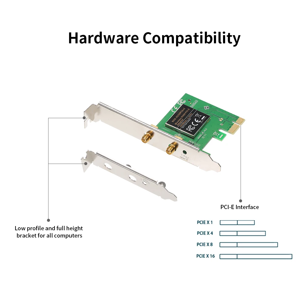 Беспроводной Wi-Fi 300 Мбит/с локальной сети PCI-Express разъем адаптера с 5 dpi антенны для рабочего стола системы Windows