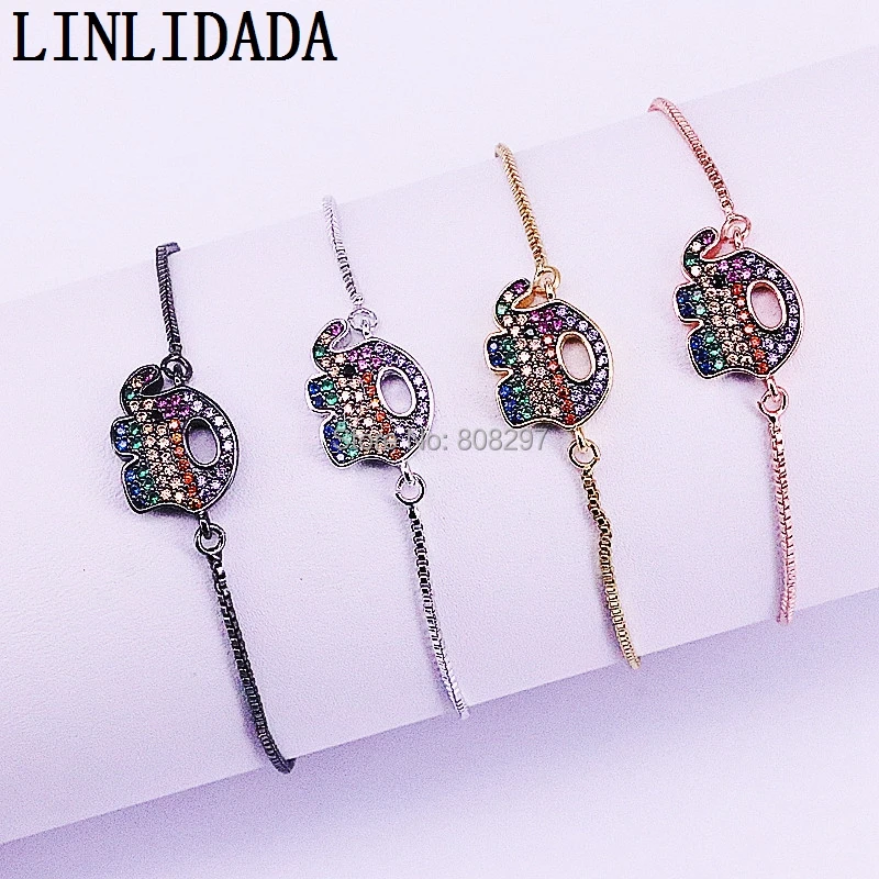 Шт. 10 шт. милый слон форма CZ Micro Pave разъем браслет для женщин модные браслеты