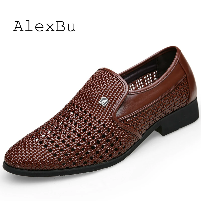 AlexBu/Новые мужские кожаные модельные туфли с перфорацией, дышащие мужские свадебные туфли, трендовые мужские повседневные туфли-оксфорды без шнуровки, сезон весна-лето