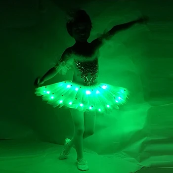 

2017 New Girls' Swan Ballet Dress Dance Costume Tutu Skirt with LED Display 5 Colors XXXS-XXXL