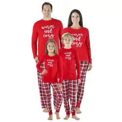Комплект из 2 шт./компл., одинаковые комплекты одежды для всей семьи, рождественские Семейные пижамы, футболки с длинными рукавами для