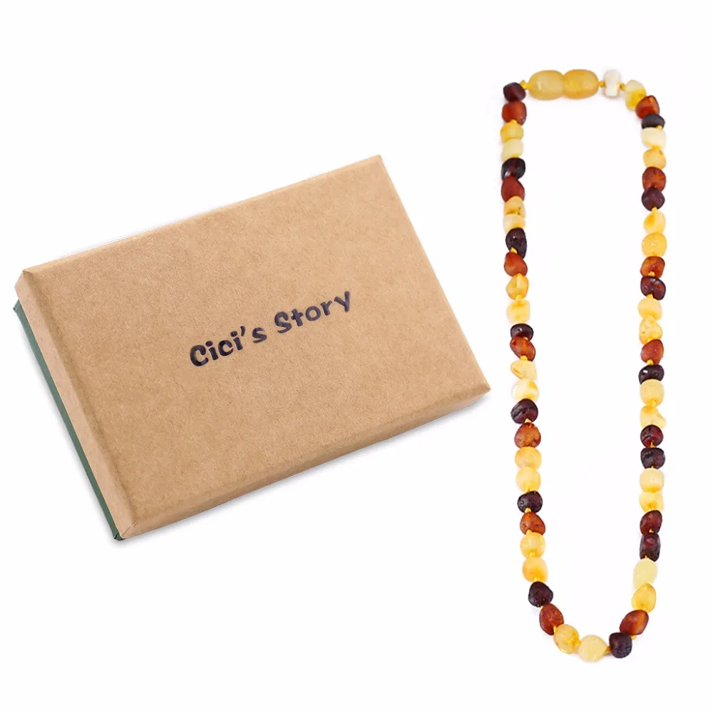 

Baltic Amber Teething Necklace for Baby (Unisex)(Raw) - Natural Anti Inflammatory Beads-Teething Pain Reduce Properties