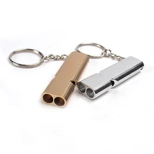 10 шт. портативный алюминиевый сплав аварийный выживания высокой громкости двухчастотный свисток Открытый Кемпинг походный инструмент брелок