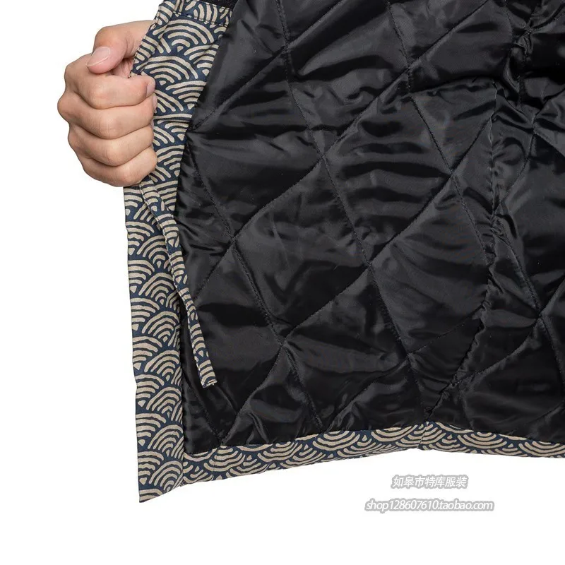 New Japanese Men Women Winter Warm Wadded Cotton Kimono Japan Haori Outterwear Hanten coat Fashion male samurai clothing DH050