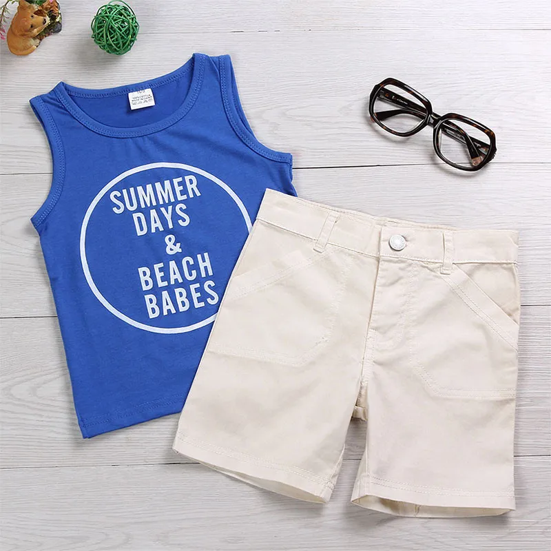 Infant Clothes Toddler  Summer Baby Boys  Letter Print  Clothing Set Children Sport Kid Suits Tracksuits Cotton Vest + Pants