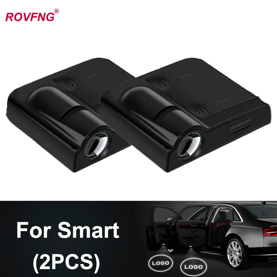 

ROVFNG car LED foot lights in the Car Door Light Logo Projector welcome Light For Smart ForTwo Roadster ForFour For-US City