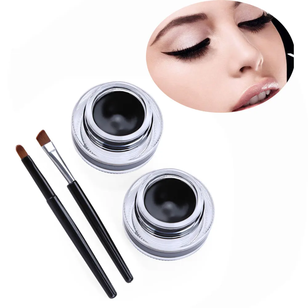 Black Waterproof Eyeliner Gel Makeup Cosmetic Gel Eye Liner With Brush