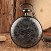 Montre de poche avec affichage de chiffres romains, à Quartz, Face ouverte, noire, ancienne mode, cadeau pour hommes et femmes ► Photo 3/6