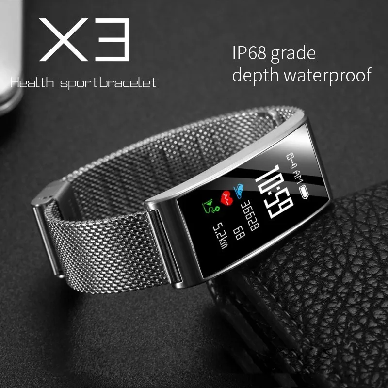 OGV Microwear X3 Ip68 Водонепроницаемый умный фитнес-браслет шагомер кровяное давление