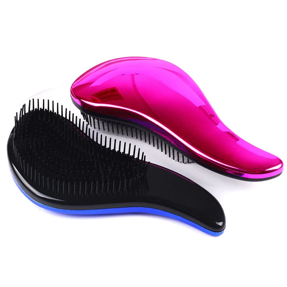 

Electroplated Salon Improve Hair Loss Brush Handhold Long Handle Detangle Fatigue Relieve Massage Comb Anti Static Styling Tools