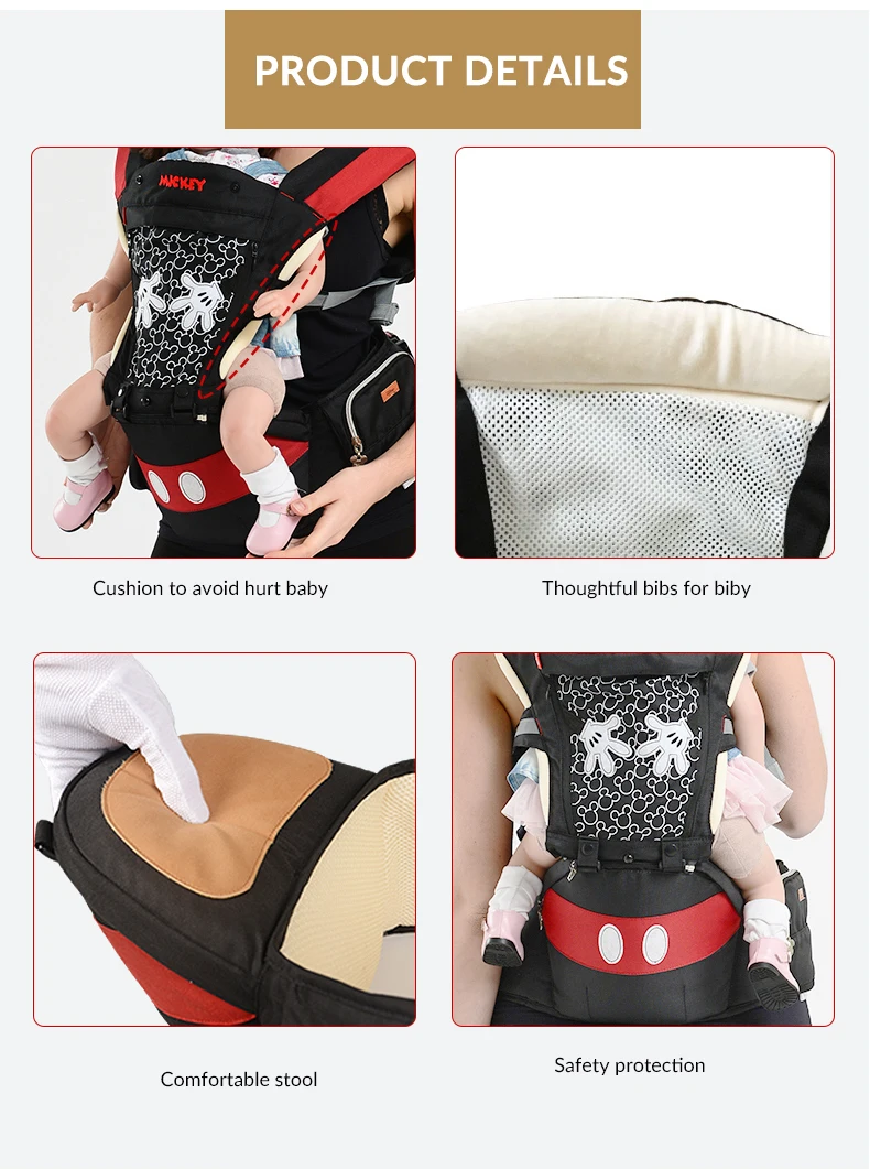 Disney Baby Carrier Удобная Передняя облицовка многофункциональное приспособление для переноски слинг для младенцев Рюкзак-кенгуру мешочек аксессуары для упаковки