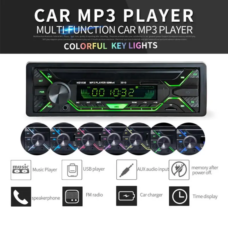 Car Radio Stereo Player Bluetooth Phone AUX-IN MP3 FM/USB/1 Din/remote control 12V Car Audio Auto Car Radio Stereo Player Bluetooth Phone AUX-IN MP3 FM/USB/1 Din/remote control 12V Car Audio Auto