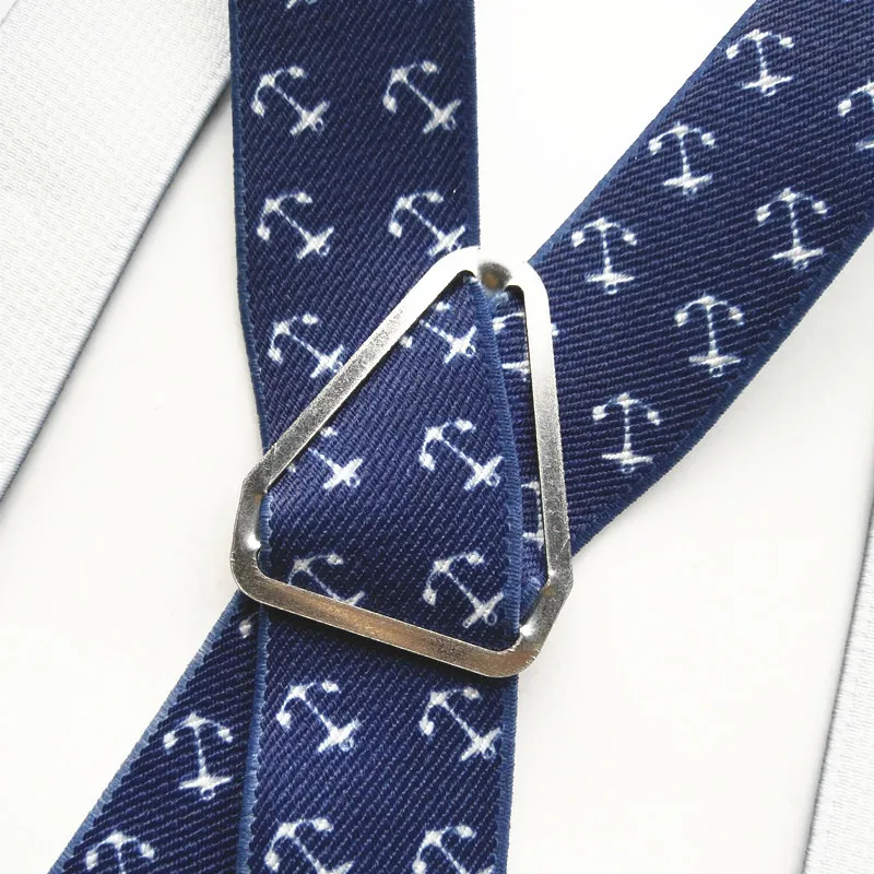 Fashion X-shape Baby Suspenders for Wedding Charming Navy Blue Anchor Print Brace for Children Adult Women Men Accessories BD020
