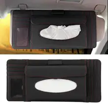 Автомобильный солнцезащитный козырек Tissue Box CD карта хранение из искусственной кожи солнцезащитный козырек бумажное полотенце Органайзер держатель черный автомобиль-аксессуары для укладки