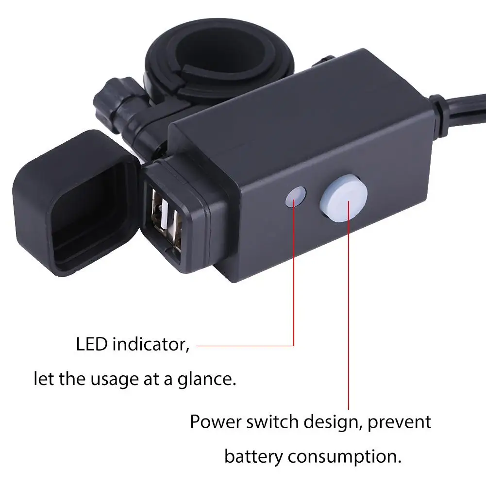 Универсальное зарядное устройство SAE для мотоцикла с двойным USB
