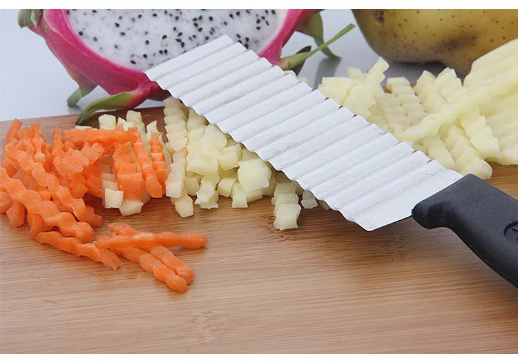 Французский волнистый нож из нержавеющей стали профессиональный нож для картофеля машина для резки гофрированного ножа для резки картофеля фри гофрированный нож