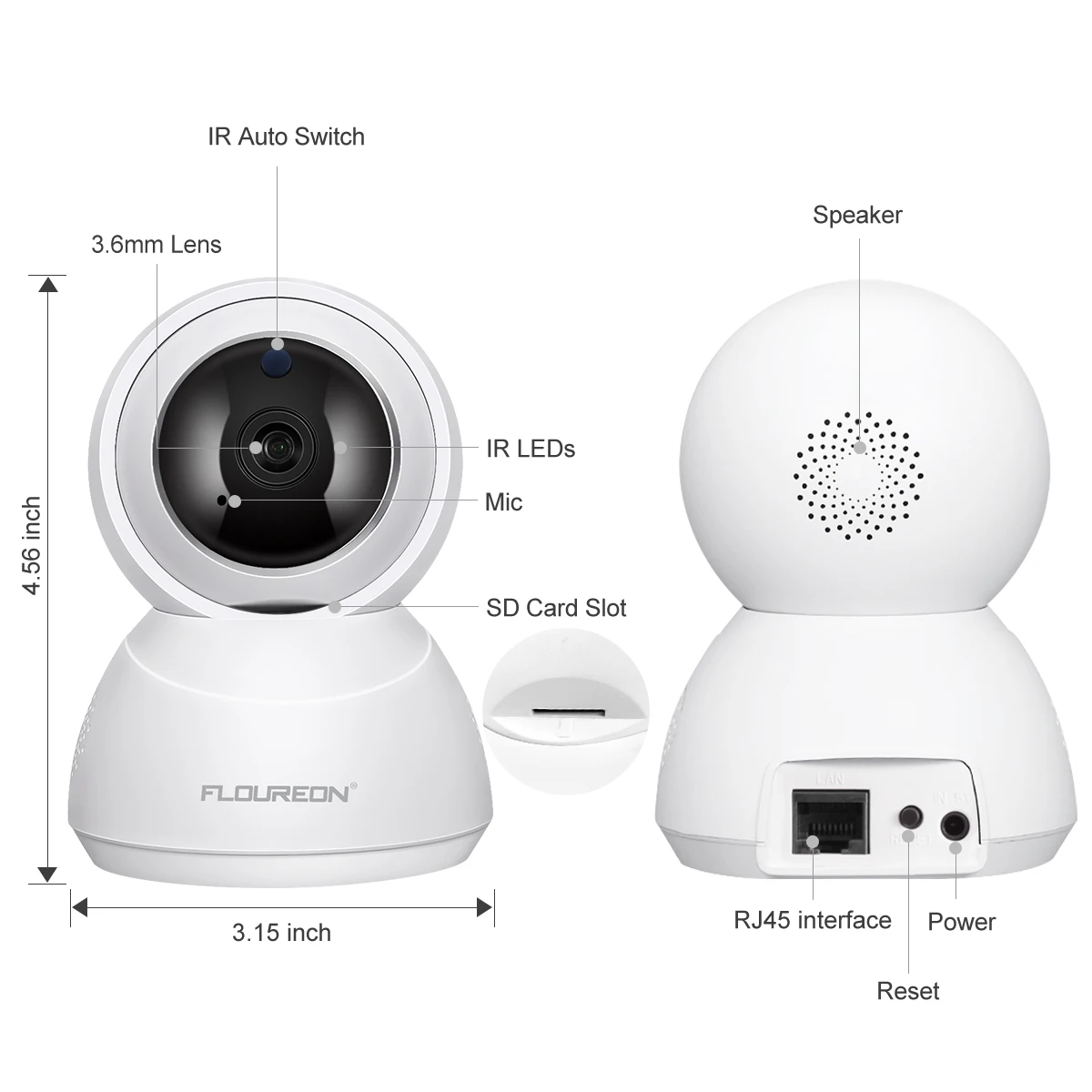 Black FLOUREON WiFi IP Security Camera Wireless 1080P HD Dome Camera for Pet/Baby/Elder Home Surveillance with Smart Tracking,940nm Invisible Night Vision,2-Way Audio Pan/Tilt/Zoom