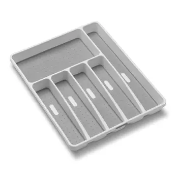 

LUDA Classic Large Silverware Tray -gray CLASSIC COLLECTION 6-Compartments Soft-grip Lining
