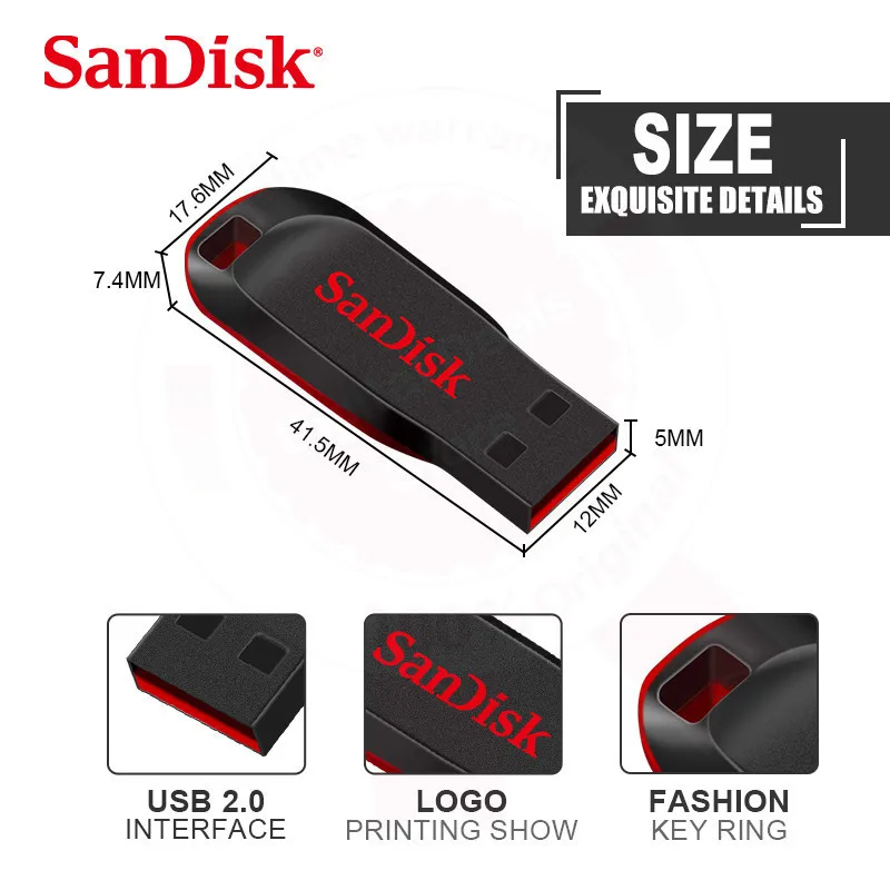 SanDisk USB флеш-накопитель 128 ГБ флеш-накопитель USB2.0 16 ГБ 32 ГБ 64 ГБ USB флеш-накопитель высокоскоростной флеш-накопитель