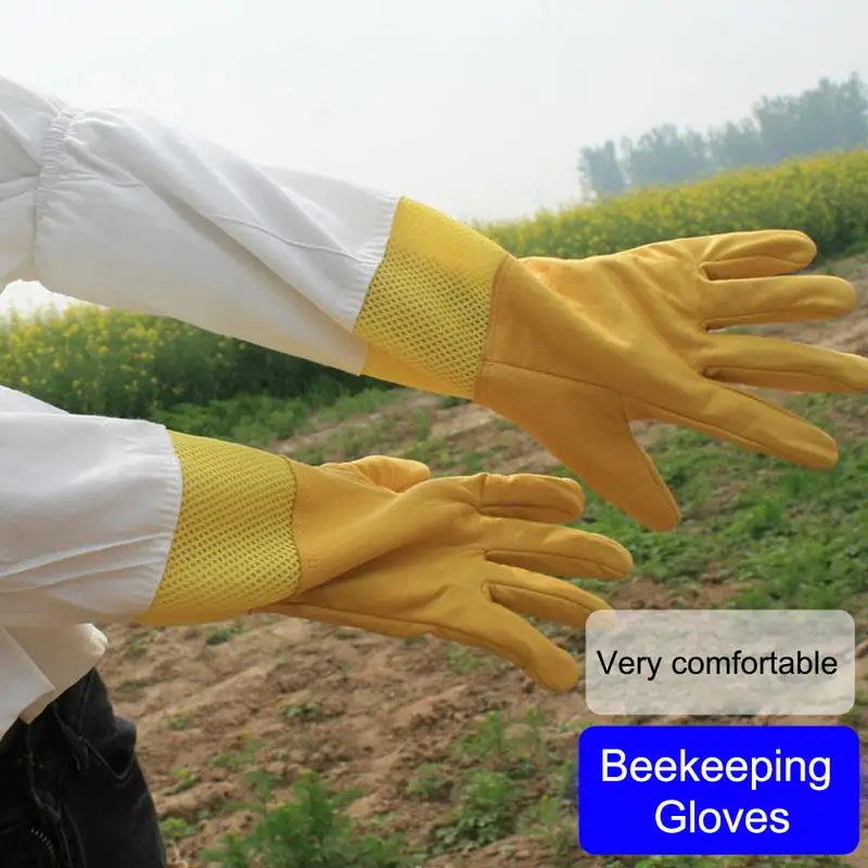 1 пара защита для Пчеловодство Перчатки Козьей пчеловодческий вентилируемый длинные перчатки с рукавами с сеткой Пчеловодство оборудования инструменты